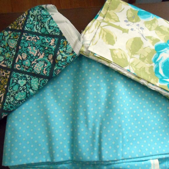 Teal 3 Ways, All Cotton, 6 Yards total, FREE Shipping - Picture 1 of 4